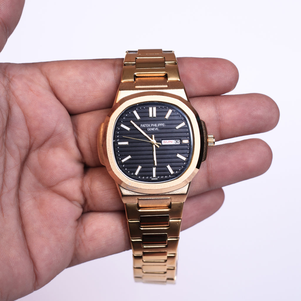 PATEK PHILIPPE GENEVE MATERPIECE WITH METAL STRAP GOLD COLOUR
