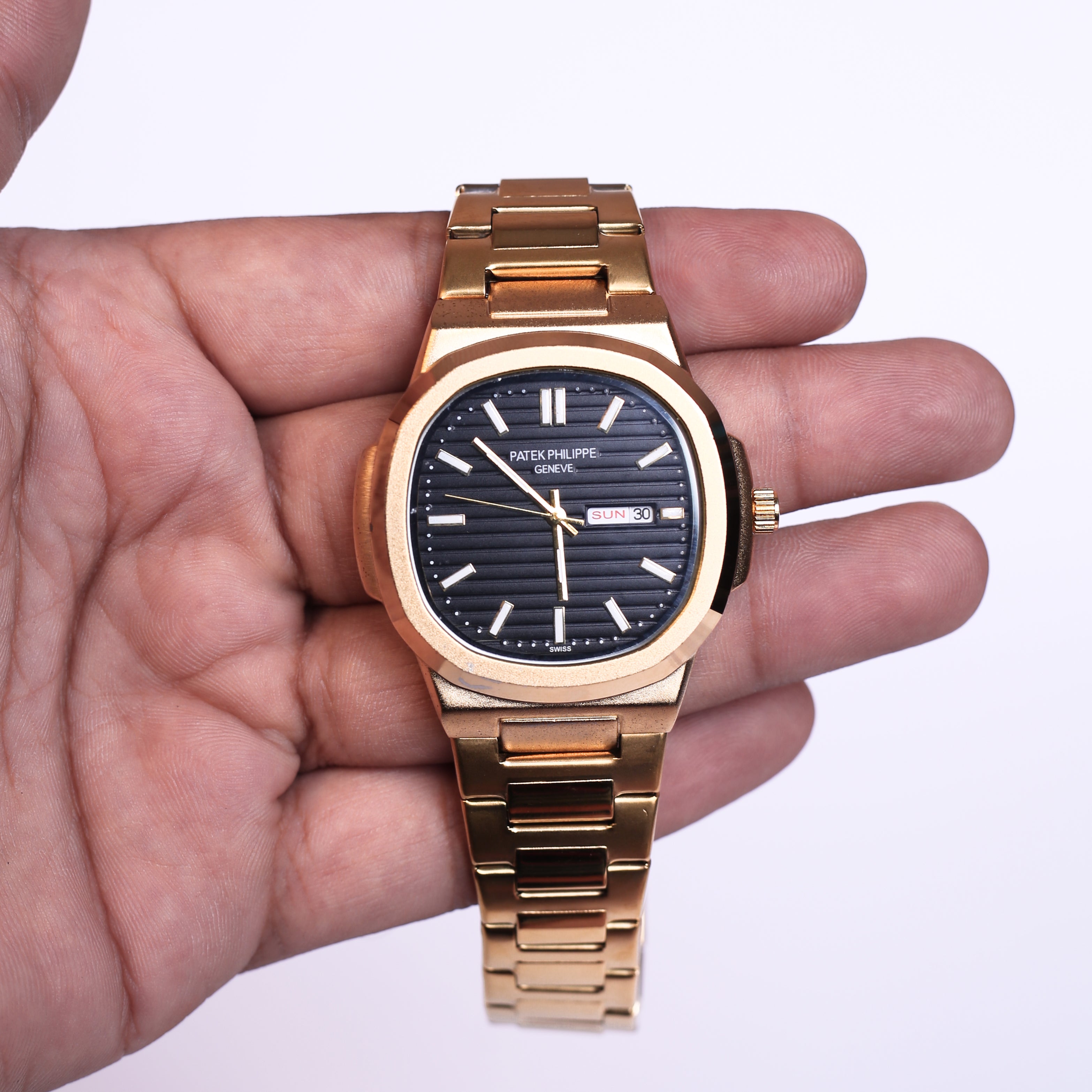 PATEK PHILIPPE GENEVE MATERPIECE WITH METAL STRAP GOLD COLOUR