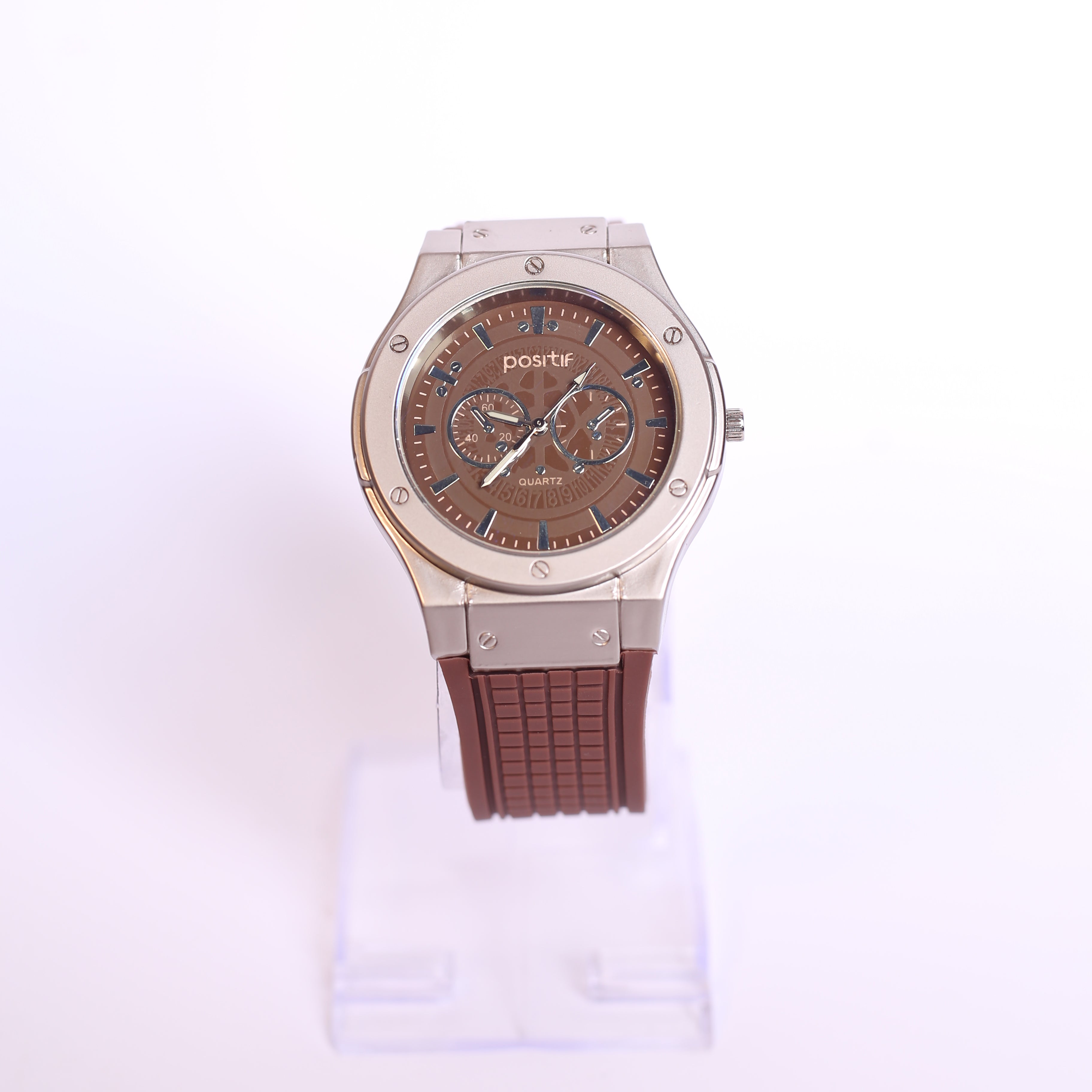 POSITIF MENS QUARTZ WATCH WITH RUBBER STRAP