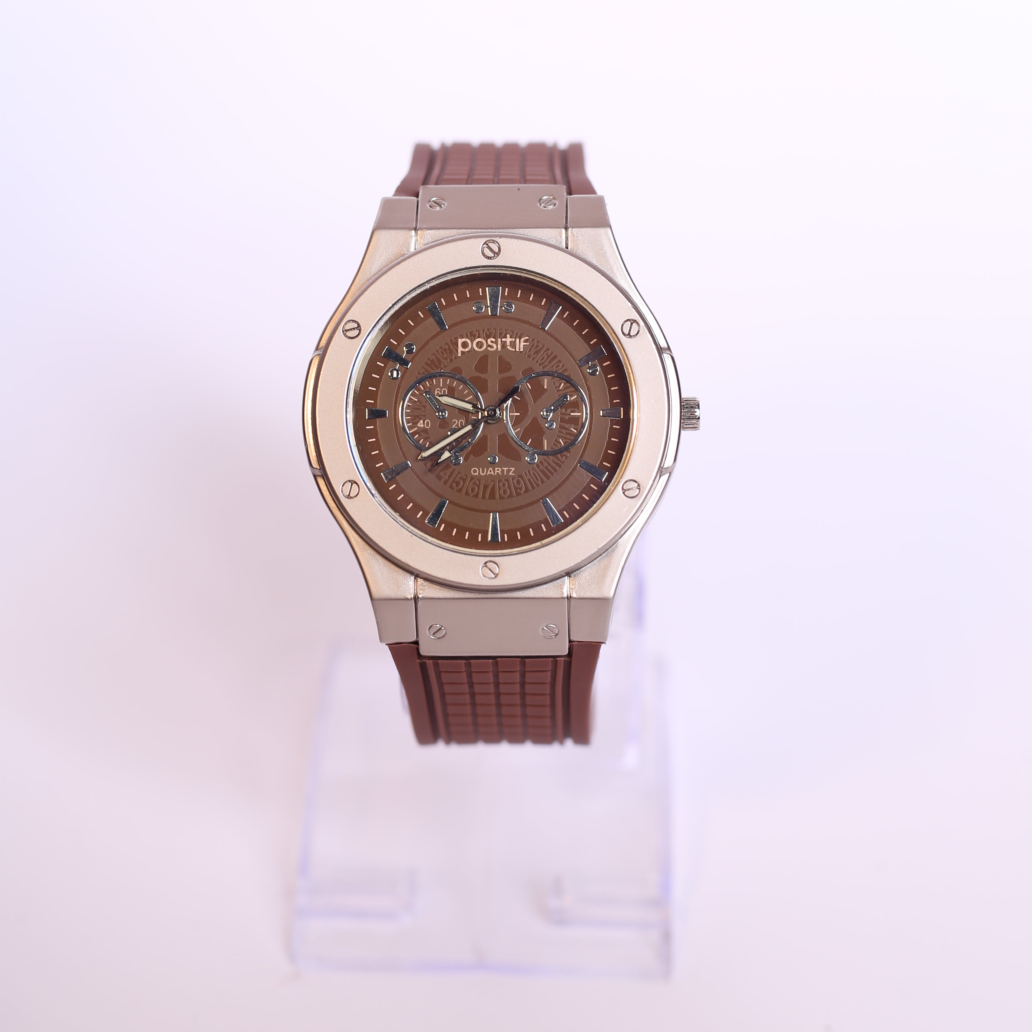 POSITIF MENS QUARTZ WATCH WITH RUBBER STRAP